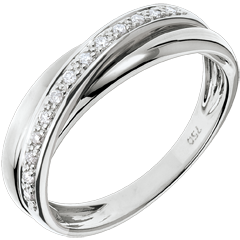 Anillo Saturno diamante - oro blanco 9 quilates