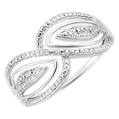 Anillo Saturno - Brillo Infinito - oro blanco 9 quilates y diamantes