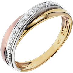 Anello Saturno Diamante - 3 ori - 18 carati