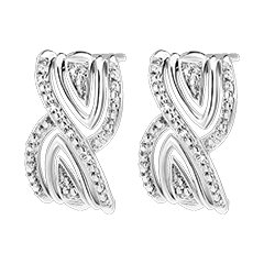 Pendientes - Brillo Infinito - oro blanco 9 quilates y diamantes