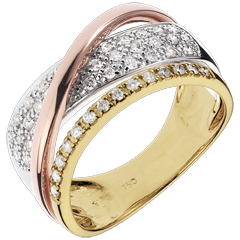 Ring Saturnus Royale - 3 goudkleuren - 18 karaat