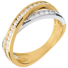 Ring Tandem pavézetting - 0.52 karaat - 29 Diamanten - 18 karaat witgoud en geelgoud