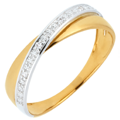 Trouwring Saturnus Duo - Diamanten - 18 karaat geelgoud en witgoud