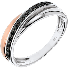 Ring Saturnus Diamant - zwarte Diamanten, 18 karaat roségoud en witgoud