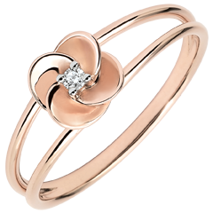 Anello Sboccio - Prima rosa - Oro rosa e Diamante - 18 carati
