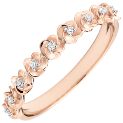 Anello Sboccio - Corona di rose -modello piccolo - Oro rosa e Diamanti - 9 carati