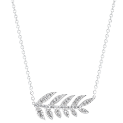 Halskette Schicksal - Ruhmeslorbeer - 9 Karat Weißgold und Diamanten