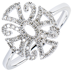 Ring Schicksal - Arabesk Variation - 9 Karat Weißgold und Diamanten
