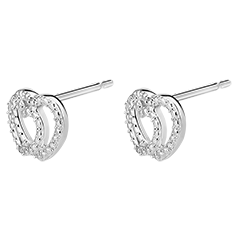 Secret Precious Chips Stud Earrings - Heart Accomplices - 9 karat white gold and diamonds 