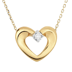 Colier inimă drăguţă aur galben de 18K şi diamant