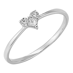 Inel Secret Prețios - Mini Lovely - aur alb de 18 carate și diamante 
