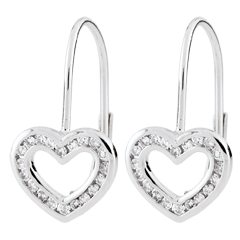 Cercei Inimi Téa - 40 diamante - aur alb de 9K