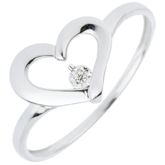 Inel Inimă Preţioasă - diamant 0.01 carate - aur alb de 18K