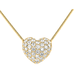 Colier inimă pavat aur galben de 18K - 0.85 carate - 50 diamante