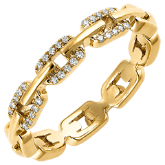 Anello Sguardo d'Oriente - Maglia Cubana Diamanti variante - oro giallo 9 carati e diamanti 