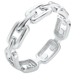 Anello Sguardo d'Oriente - Maglia Cubana media - oro bianco 9 carati