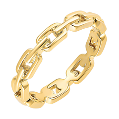 Anello Sguardo d'Oriente - Maglia Cubana sottile - oro giallo 18 carati