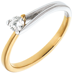 Solitaire Broche - or blanc et or jaune 18 carats
