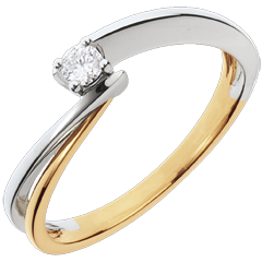 Solitaire Filament - diamant 0.08 carat - or blanc et or jaune 18 carats