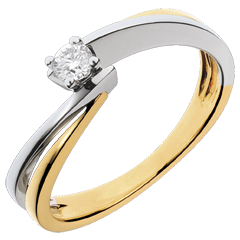 Solitaire Nid Précieux - Filament - diamant 0.13 carat - or blanc et or jaune 18 carats