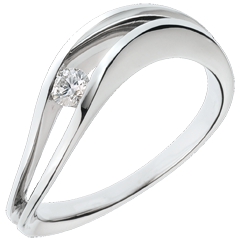 Solitaire Nid Précieux - Onde de nuit - or blanc 18 carats