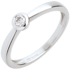Solitaire or blanc 18 carats serti clos - 0.11 carat