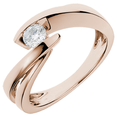 Solitaire Ring Precious Nest - Wave - Pink gold - 0.27 carat diamond - 18 carats