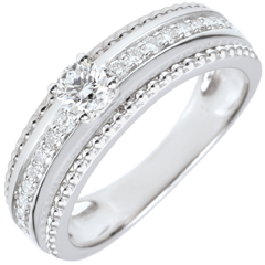 Solitaire Ring - Salty Flower - two rings - 0.18 carat - 18 carat