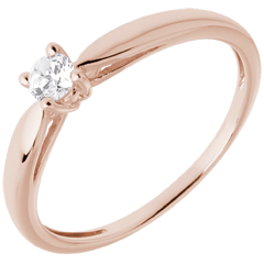 Solitaire roseau or rose 18 carats - 0.13 carat