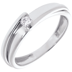 Solitär Ring Kostbarer Kokon - Anziehungskraft - Weißgold - 0. 08 Karat - 18 Karat