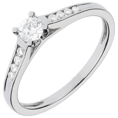 Solitärring Altesse - Weißgold mit 9 Diamanten - 0.31 Karat - 9 Karat
