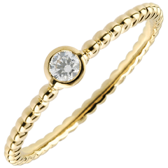 Solitärring Fleur de Sel - Einfacher Ring - Gelbgold - 0.08 Karat - 9 Karat
