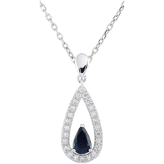 Soraya Diamond and Sapphire Tear-drop Pendant