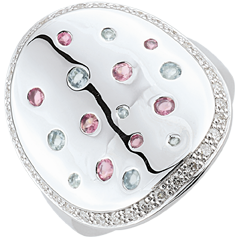 Ring Mysteriöse Form - Silber, Diamanten und Halbedelsteine