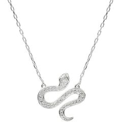 Collier Spaziergang der Sinne - Bezaubernde Schlange - Weißgold und schwarze Diamanten