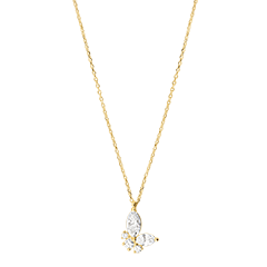 Halskette Mitternachtsschmetterling - Gelbgold 9 Karat mit synthetischen Diamanten