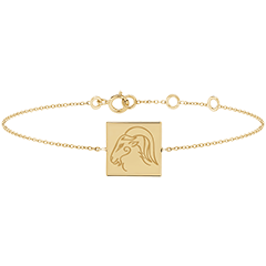 Square engraved medal bracelet - Capricorn - 9K yellow gold - Zodiac Yours Collection - Edenly Yours