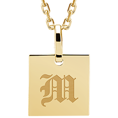 Square medal engraved - 9K yellow gold - ABC Yours Collection - Edenly Yours