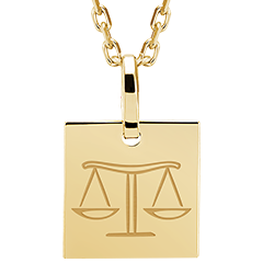 Square medal engraved - Libra - 9K yellow gold - Zodiac Yours Collection - Edenly Yours