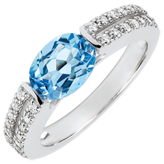 Verlobungsring Triumph - 1.5 Karat Topaz und Diamanten - 18 Karat Weißgold