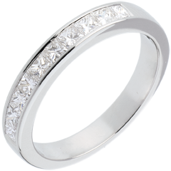 Trauring semi pavé in Weissgold - Kanalfassung - 0.8 Karat - 10 Diamanten