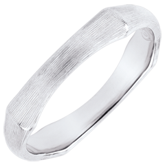 Obrączka Święta Dżungla - 4 mm - złoto białe szczotkowane 9-karatowe