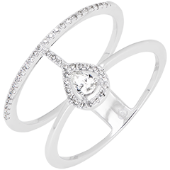 Pierścionek Seraphine - 9-karatowe białe złoto wysadzane diamentami