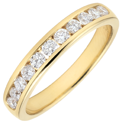 Trauring Gelbgold Halbpavé - Kanalfassung - 0.4 Karat - 11 Diamanten