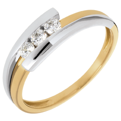 Trilogie Kostbarer Kokon - Anziehungskraft - Gelb und Weißgold - 3 Diamanten 0. 019 Karat - 18 Karat