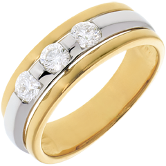 Trilogie Ring Sonnenfinsternis in Weiss- und Gelbgold - 0.44 Karat - 3 Diamanten