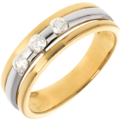 Trilogy Eclissi - Oro giallo e Oro bianco - 18 carati - 3 Diamanti - 0.24 carati
