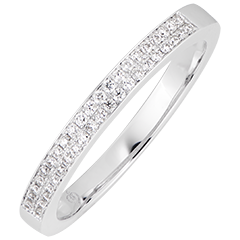 Trouwring Dubbele rivier - Witgoud 9 karaat en diamanten