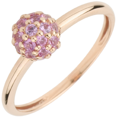 Anello Uccello del Paradiso - boule - Oro rosa - 9 carati - Zaffiro rosa