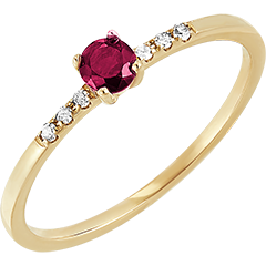 Anello Uccello del Paradiso - Solitario rubino - oro giallo 9 carati